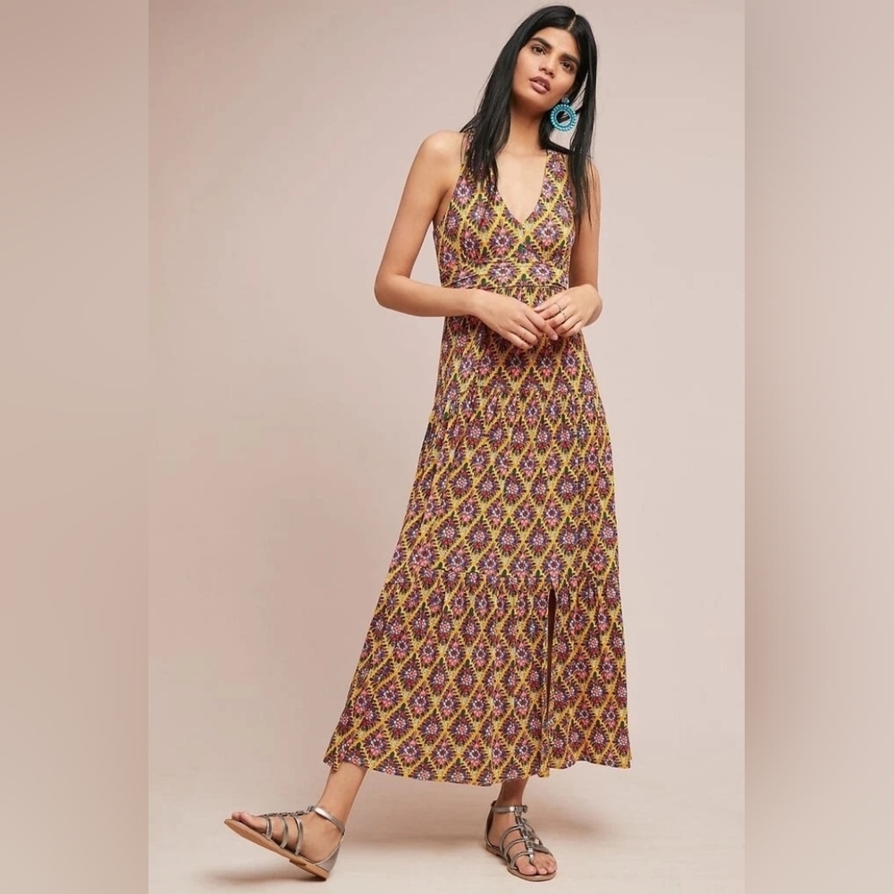 Anthropologie | Maeve Floral Halterneck Maxi Dress